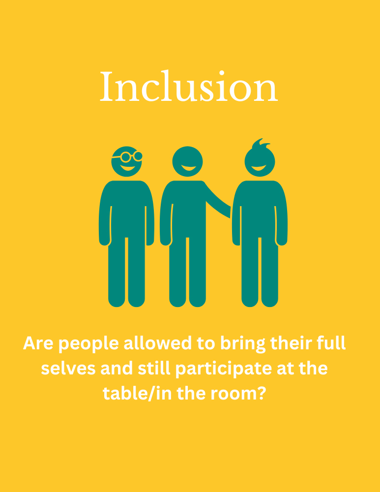inclusion of two people reaching out for a third