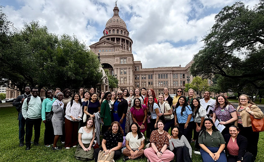Social Work students and faculty in front of the Texas Capitol building for Advocacy Day 2026