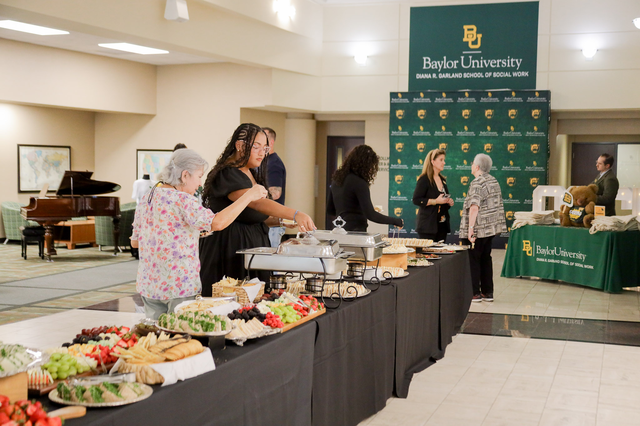 Garland Graduation Reception Guests Getting Food