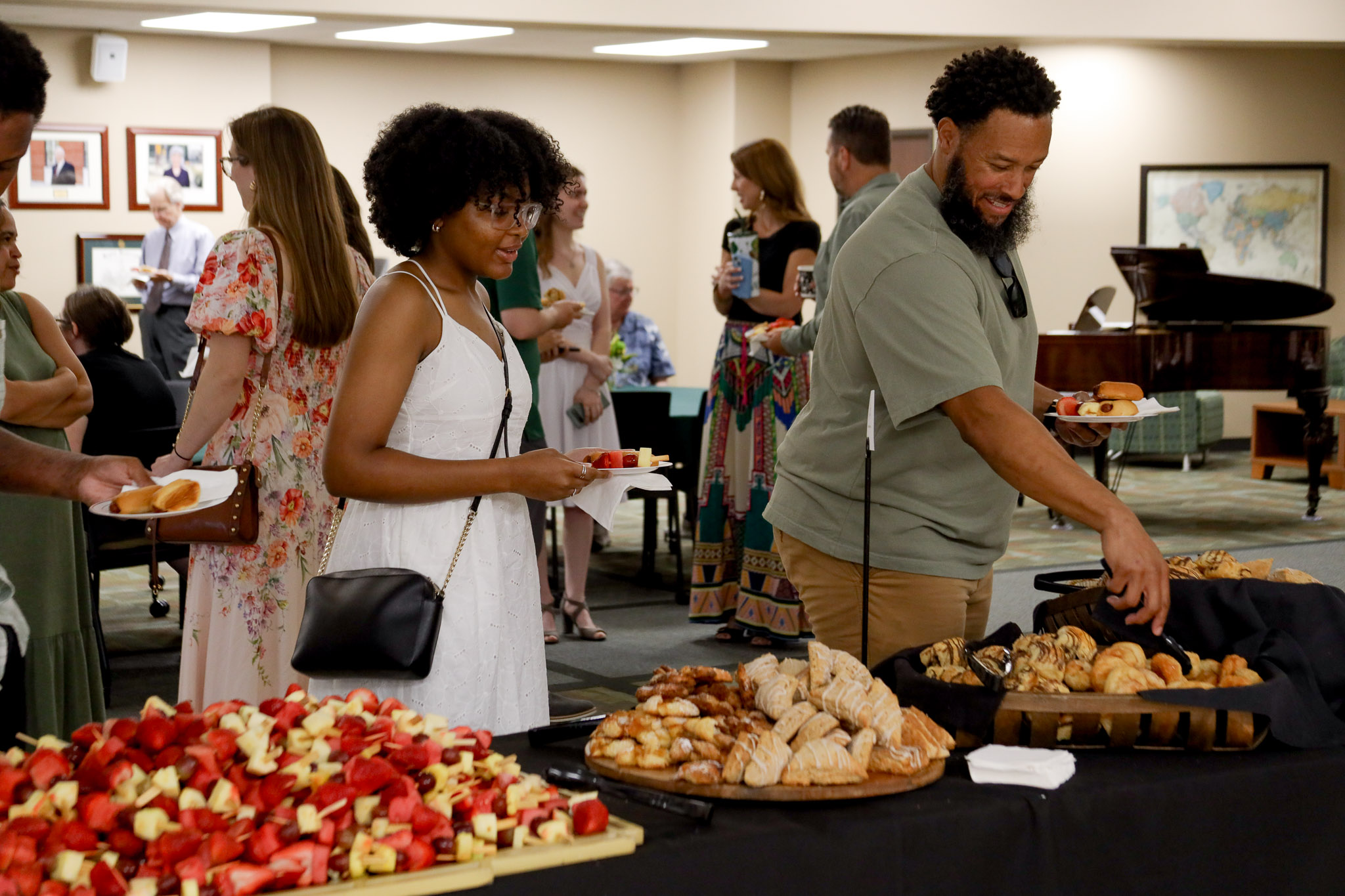 Garland Graduation Reception Guests getting food