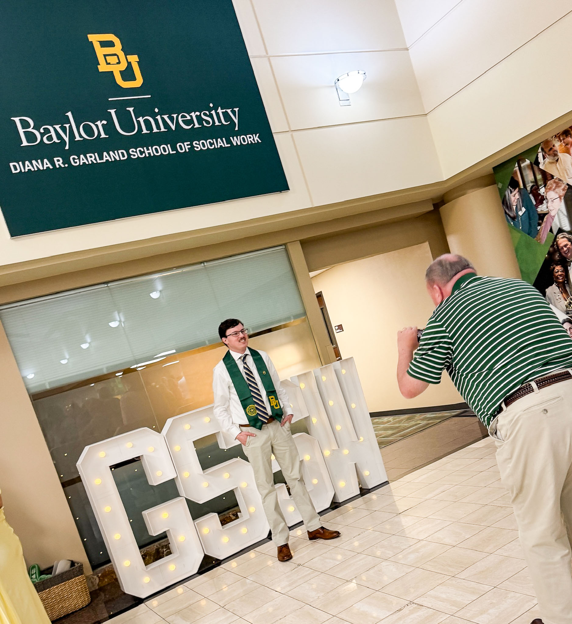Garland Graduation Reception Guest Getting Photo Taken
