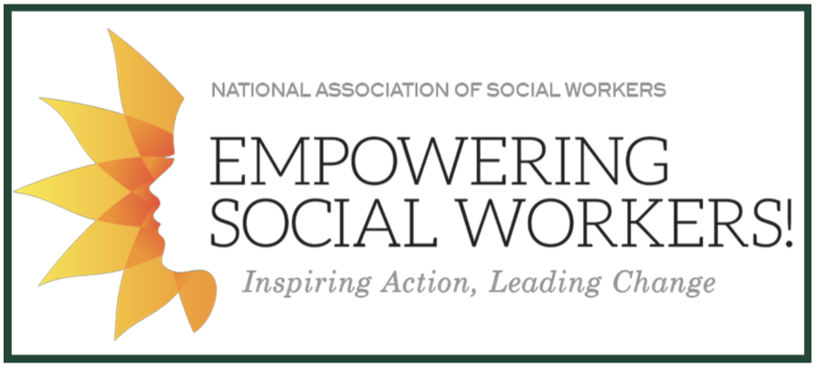 social work month logo with yellow sun and face