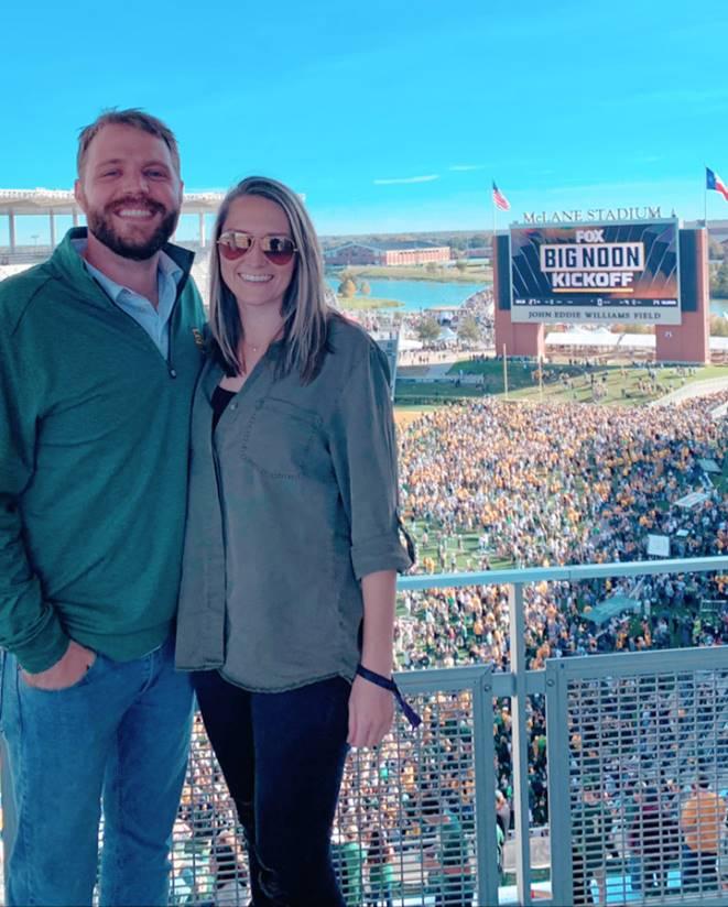 Blair and her husband at a Baylor football game