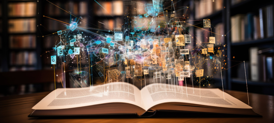 Book with AI digital elements