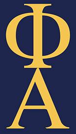 official logo: phi alpha letters in gold on blue background